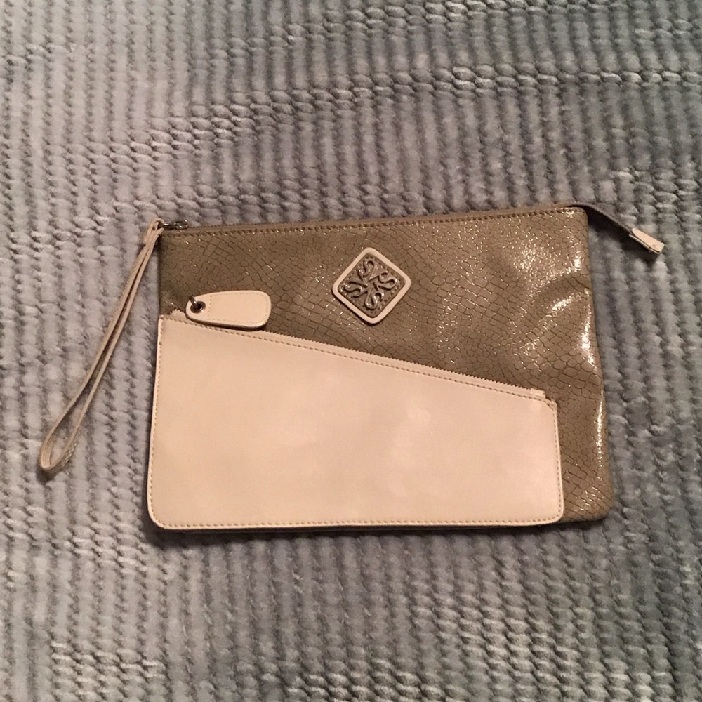 Vera Wang Metallic and Cream Clutch